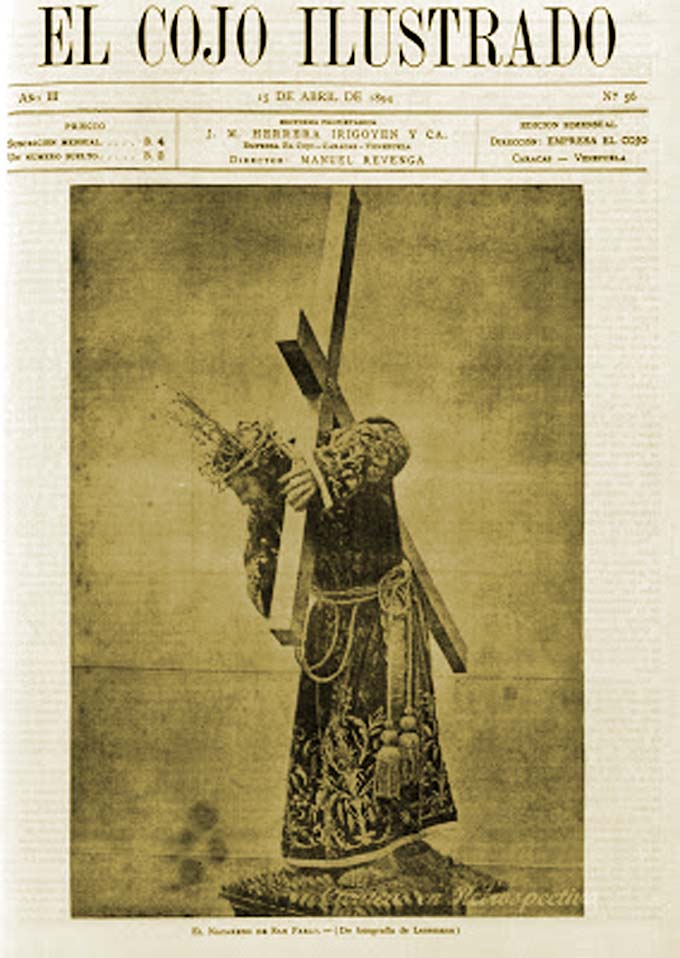 La publicación El Cojo Ilustrado muestra el Nazareno de San Pablo en una fotografía tomada en 1893